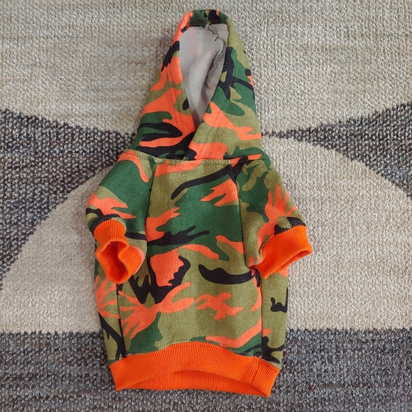 Fleece Camo Dog Hoodie, Size Small, Orange/Green/Black 🐾🐾 - Picture 5 of 5